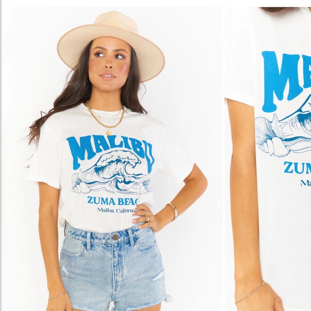 New Show Me Your Mumu White Malibu Graphic T-Shirt